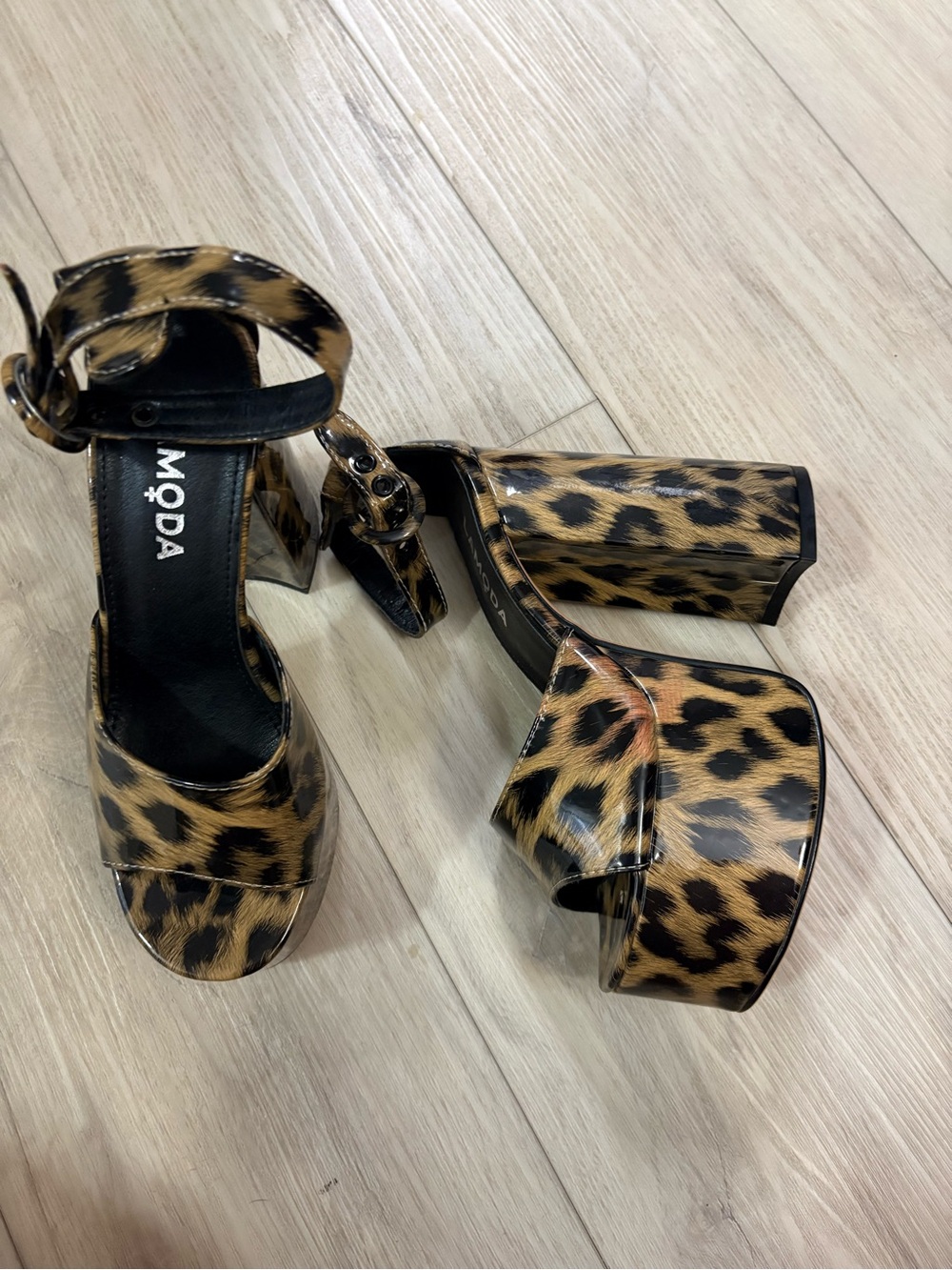 LaModa Leopard-Print Platform Heels